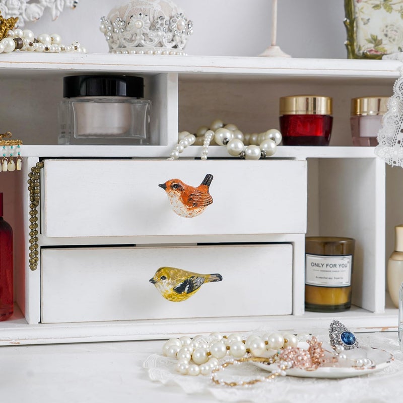 SOFFEE DESIGN Set of 4 Metal Birds Cabinet Knobs  Decorative Pull Handle for Door/Cabinet/Drawer  Four Kinds of Vivid Birds with Different Coloring Antique Decor - Image 2